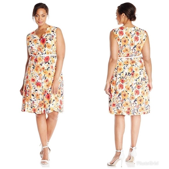 Jones New York Floral Pleated Sleeveless Dress 6 - Picture 8 of 8